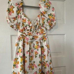 For Love & Lemons Emma Floral Mini Dress S